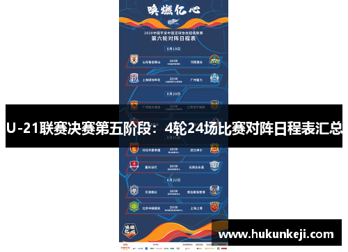U-21联赛决赛第五阶段：4轮24场比赛对阵日程表汇总